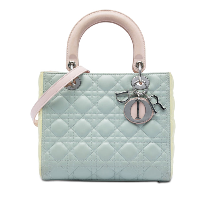 Dior Medium Tricolor Cuir d’agneau Cannage Lady Dior