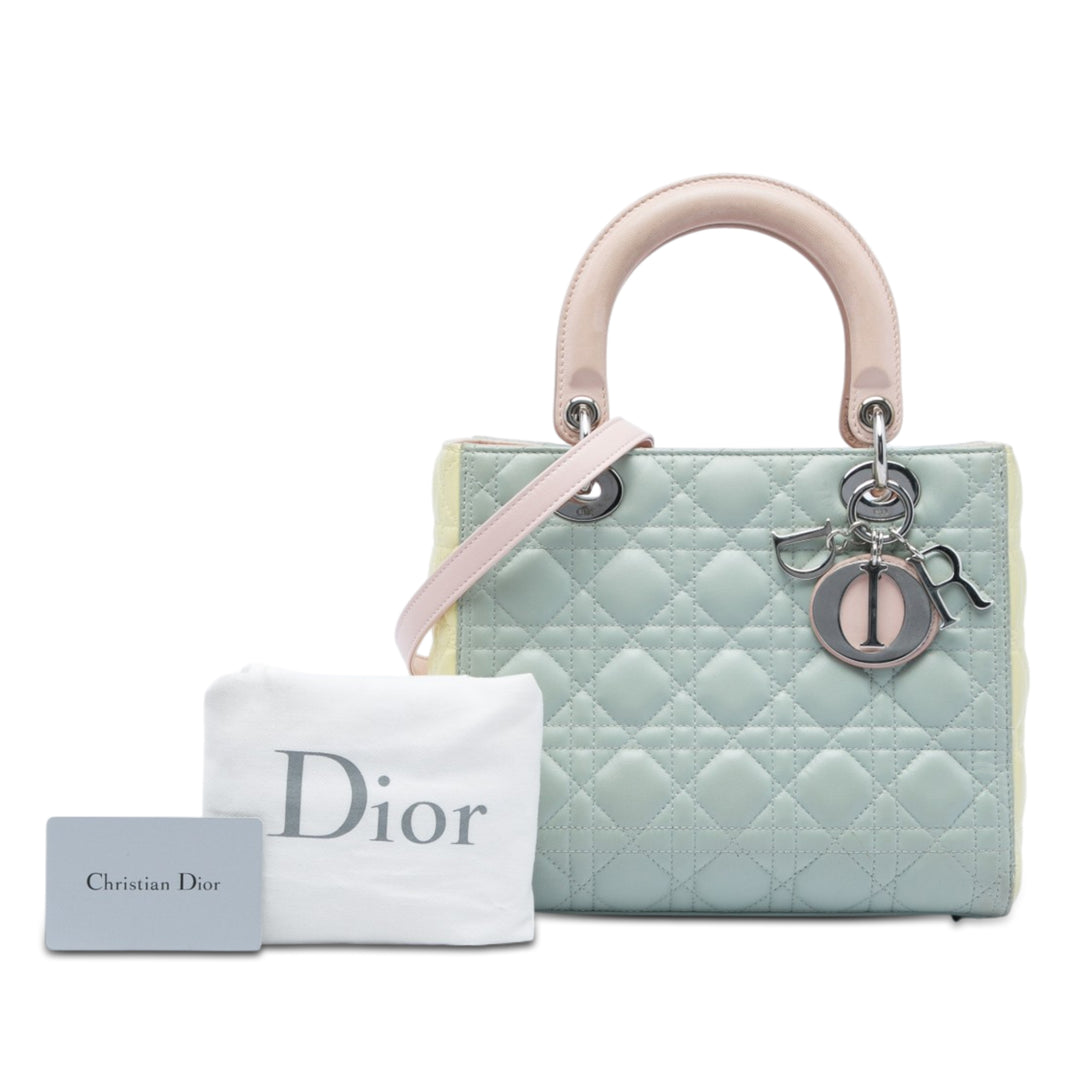 Dior Medium Tricolor Cuir d’agneau Cannage Lady Dior