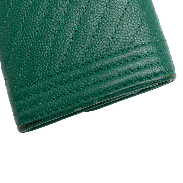 Chevron Caviar Boy Card Holder Green - Gaby Paris