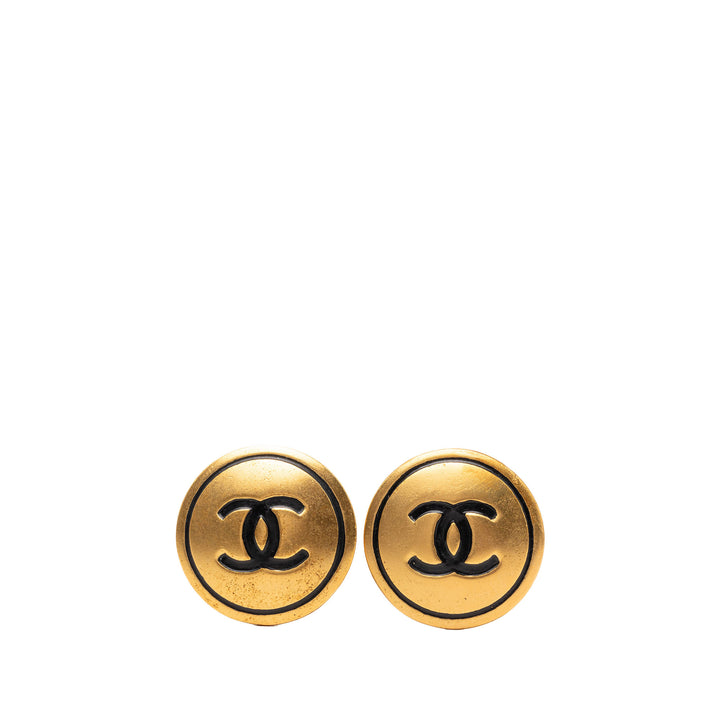 Chanel CC plaqué Rond Clip On Boucles d’oreilles