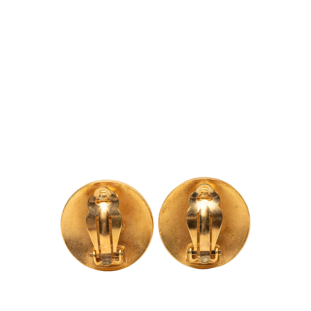 Chanel CC plaqué Rond Clip On Boucles d’oreilles