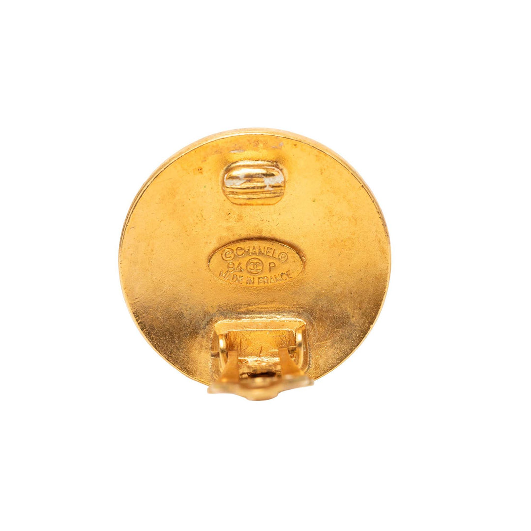 Chanel CC plaqué Rond Clip On Boucles d’oreilles