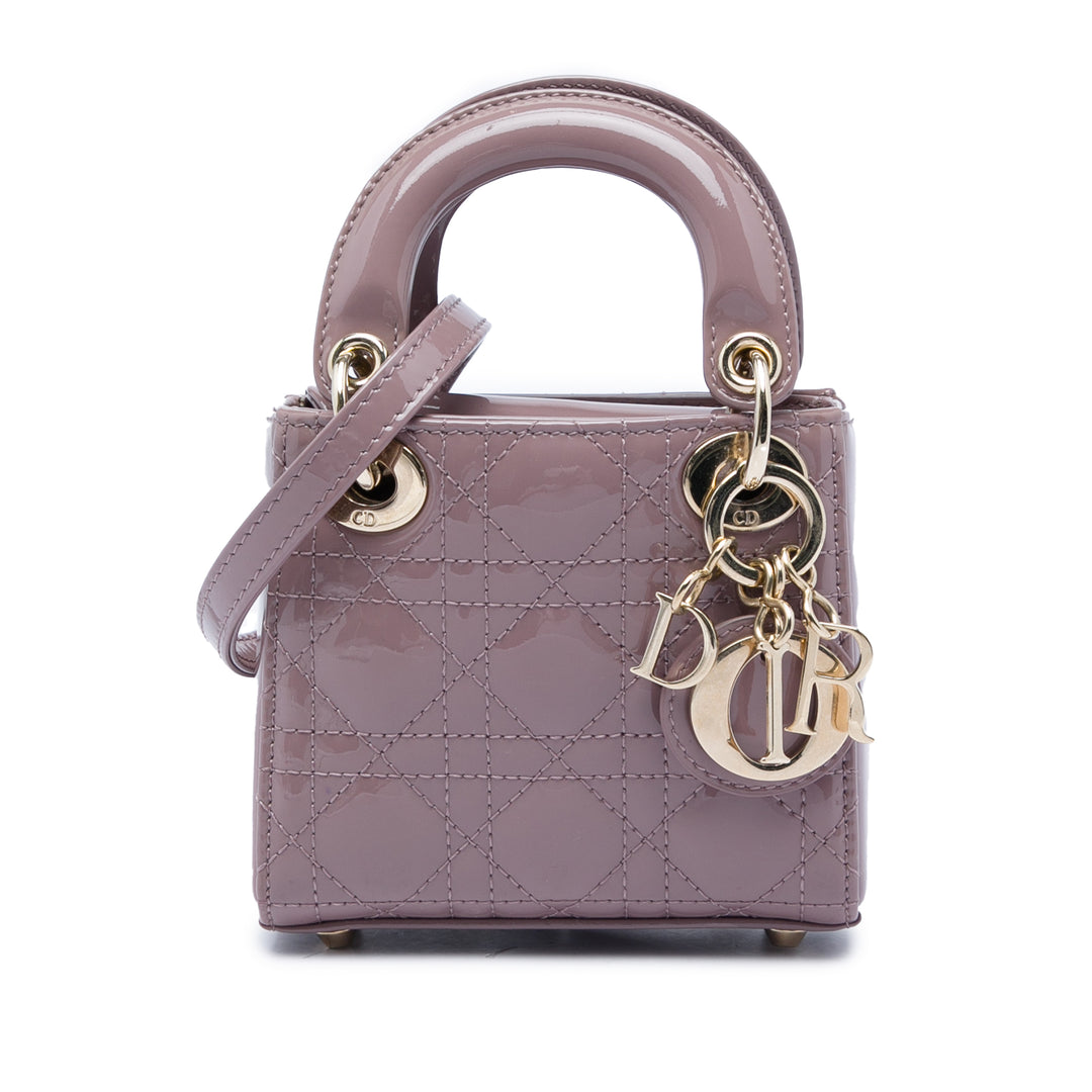 Dior Micro Cuir verni Cannage Lady Dior