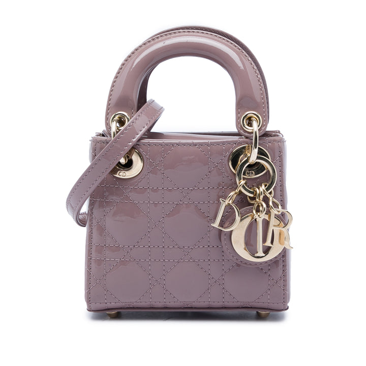 Dior Micro Cuir verni Cannage Lady Dior
