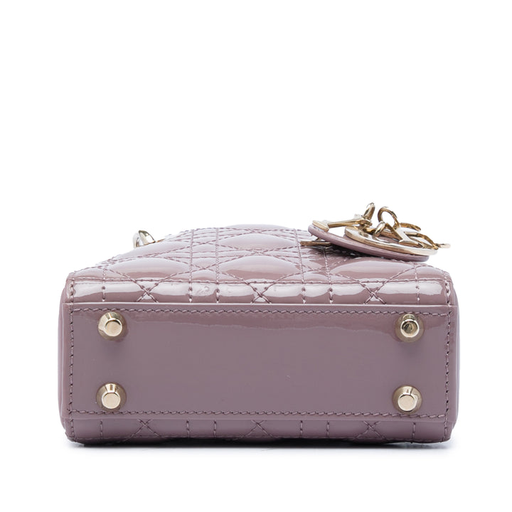 Dior Micro Cuir verni Cannage Lady Dior