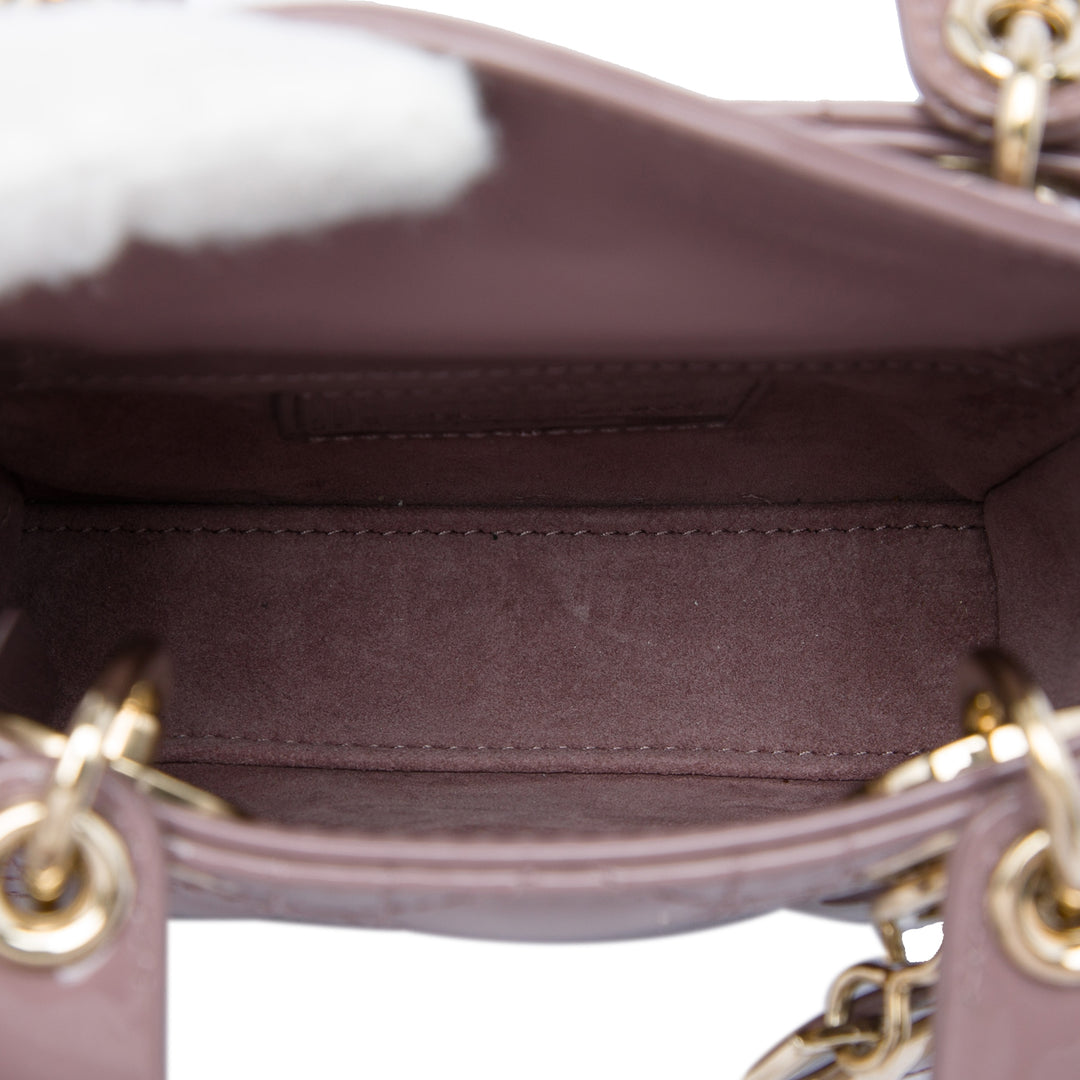 Dior Micro Cuir verni Cannage Lady Dior