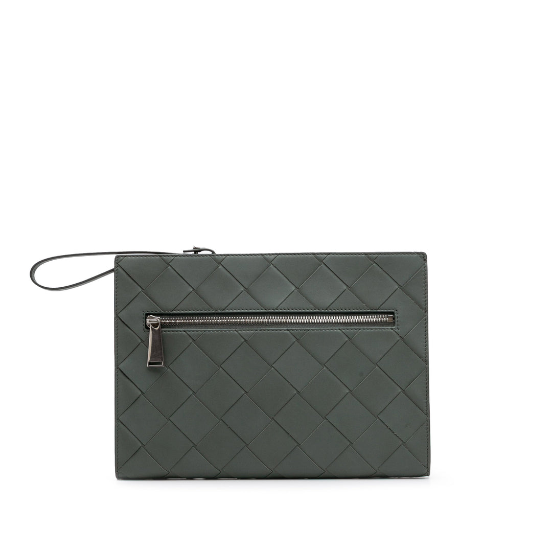 Nappa Maxi Intrecciato Clutch Green - Gaby Paris