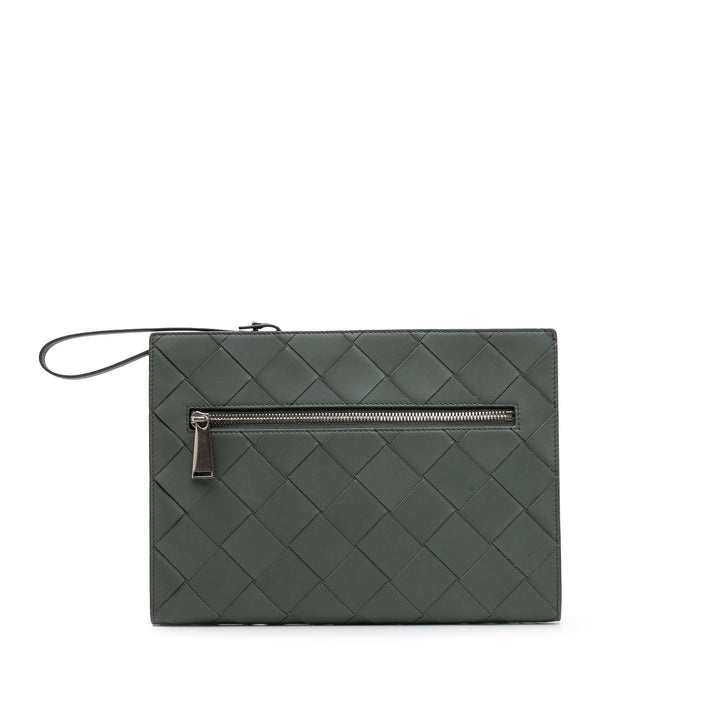 Nappa Maxi Intrecciato Clutch Green - Gaby Paris