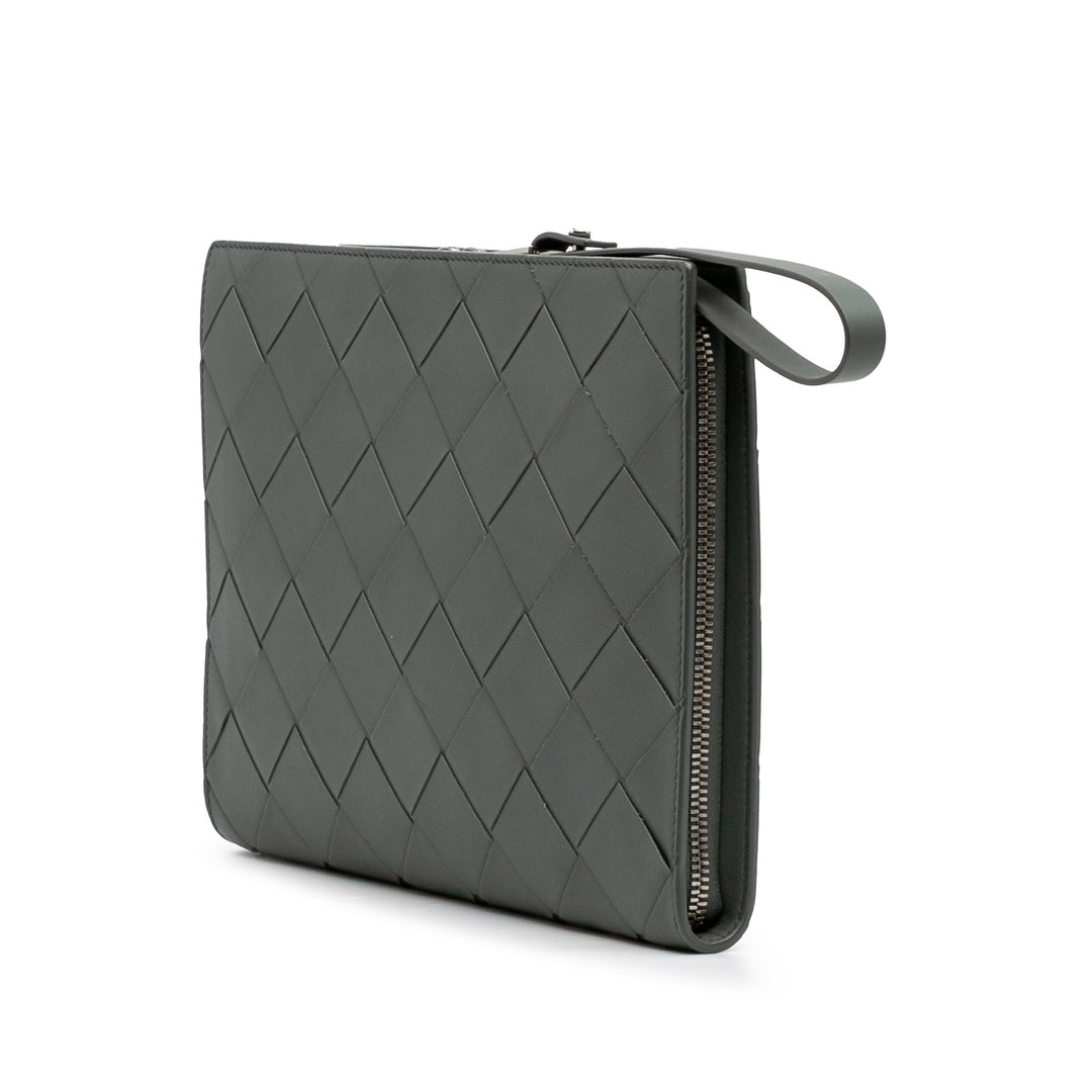 Nappa Maxi Intrecciato Clutch Green - Gaby Paris