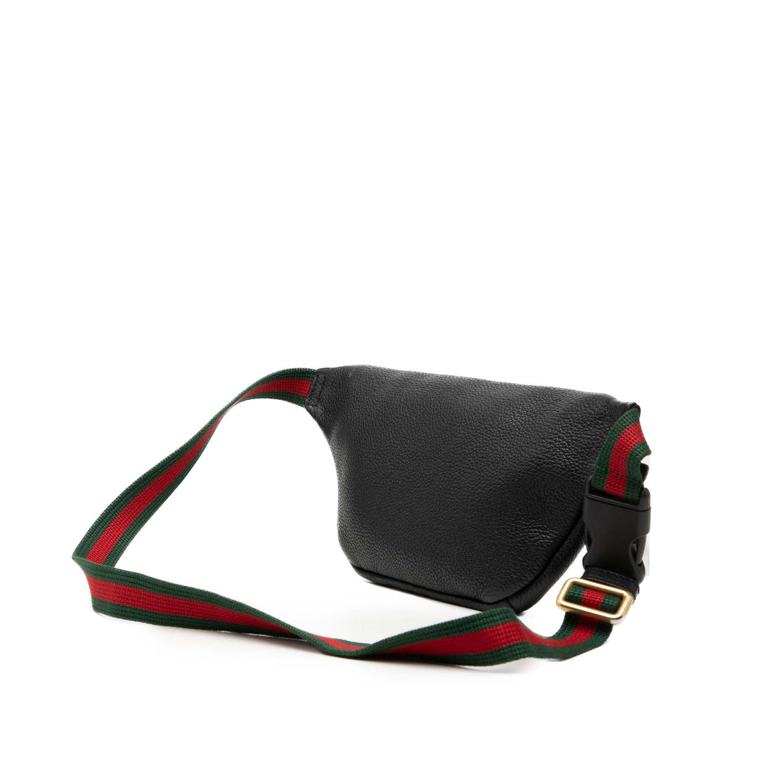 grainé Web Logo Sac ceinture Petit Cuir de veau grainé Noir