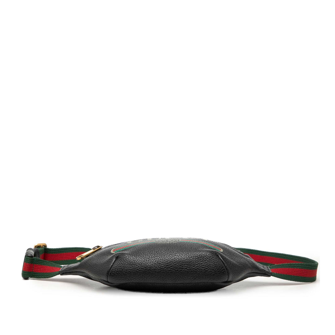 grainé Web Logo Sac ceinture Petit Cuir de veau grainé Noir