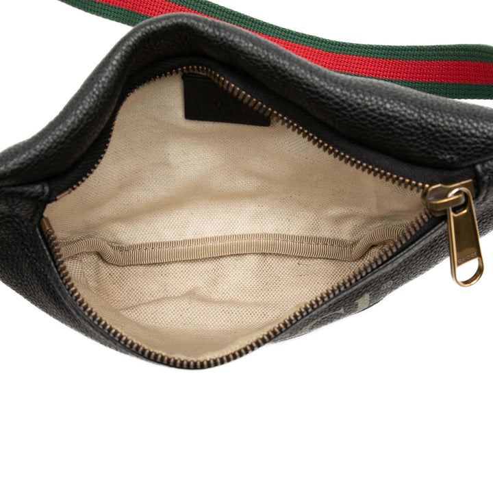 grainé Web Logo Sac ceinture Petit Cuir de veau grainé Noir