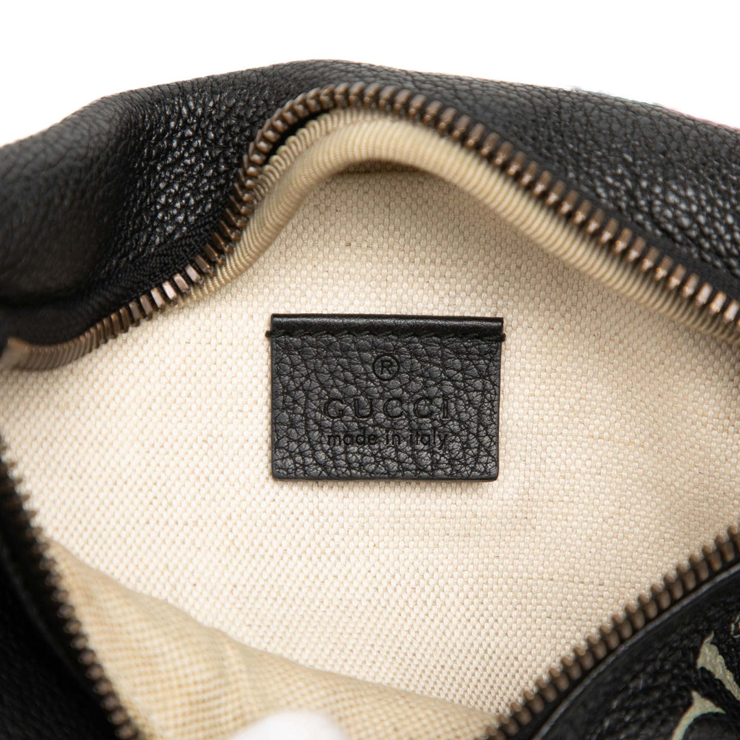 grainé Web Logo Sac ceinture Petit Cuir de veau grainé Noir