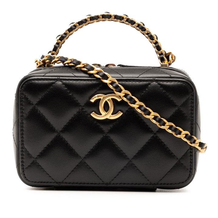 Chanel Mini CC Matelassé Cuir d’agneau Chain anse supérieure Vanity Étui
