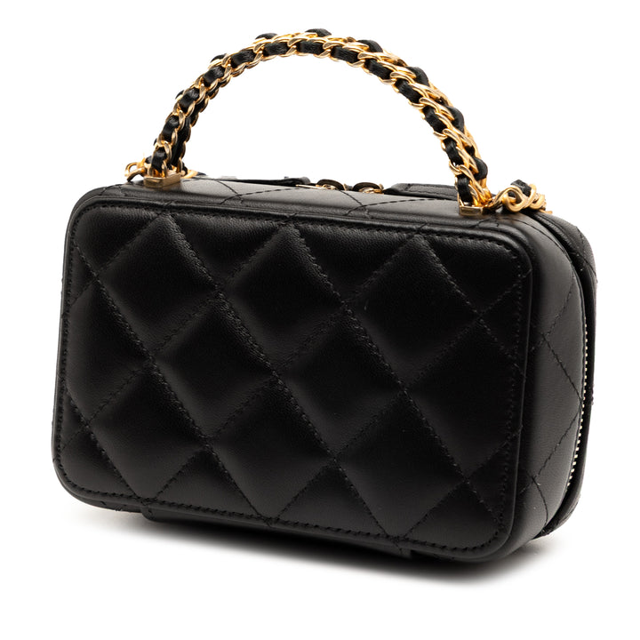Chanel Mini CC Matelassé Cuir d’agneau Chain anse supérieure Vanity Étui