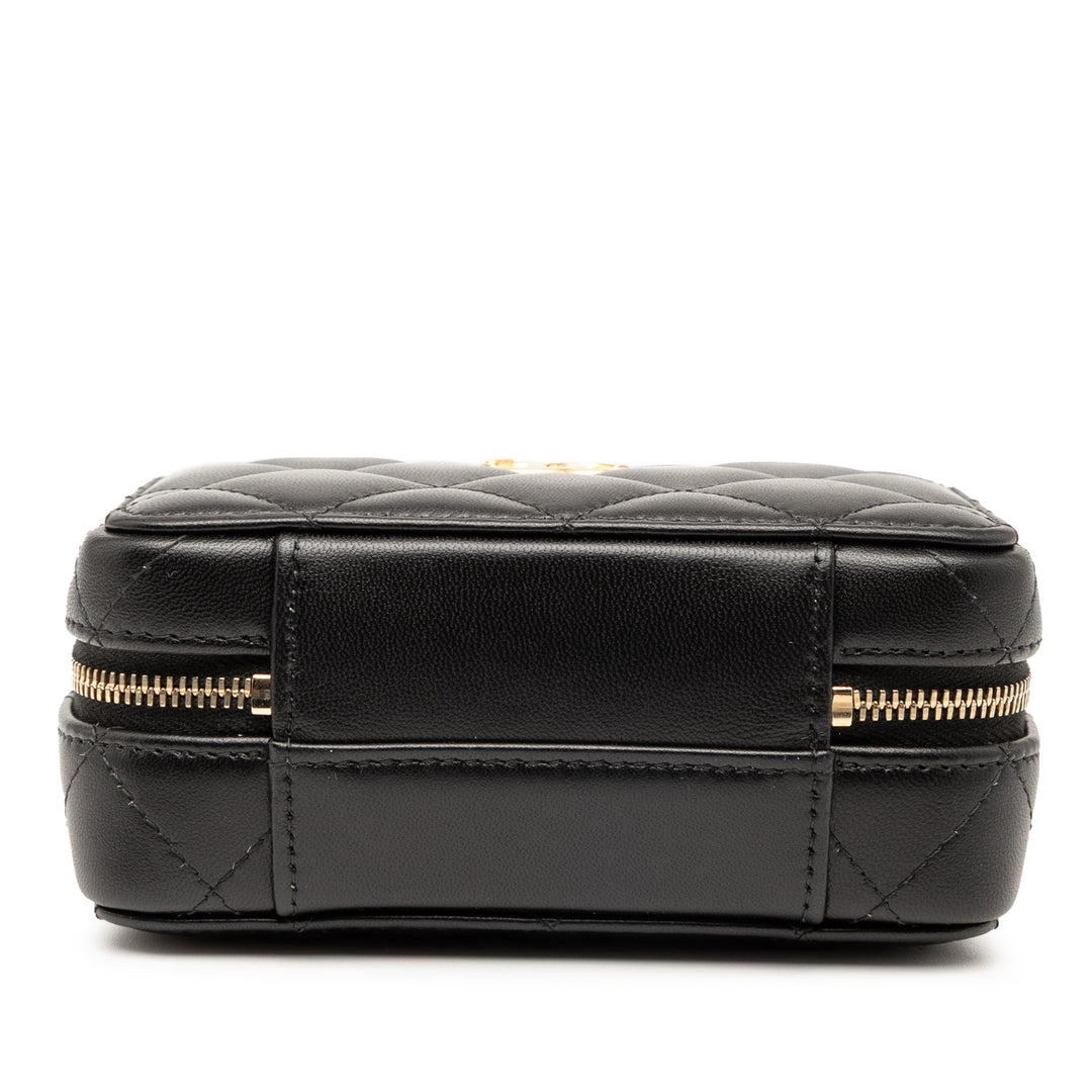 Chanel Mini CC Matelassé Cuir d’agneau Chain anse supérieure Vanity Étui