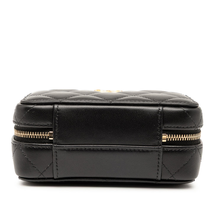 Chanel Mini CC Matelassé Cuir d’agneau Chain anse supérieure Vanity Étui