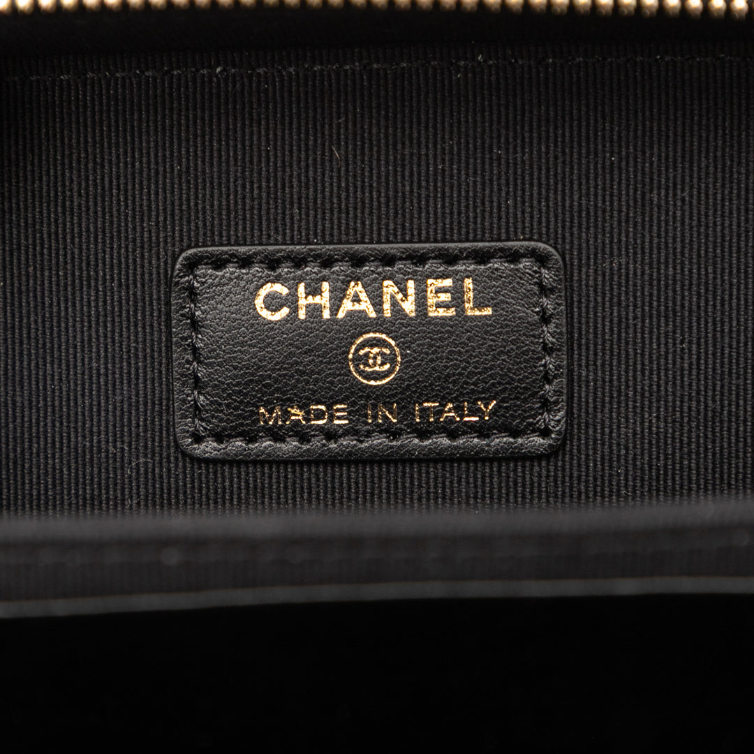 Chanel Mini CC Matelassé Cuir d’agneau Chain anse supérieure Vanity Étui