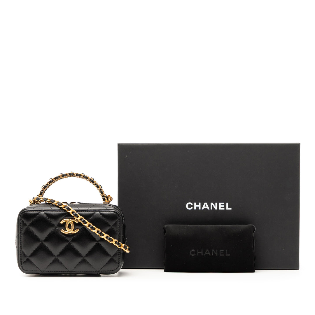 Chanel Mini CC Matelassé Cuir d’agneau Chain anse supérieure Vanity Étui