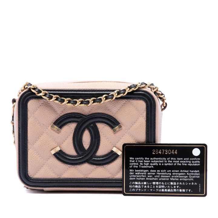 CC Filigree Sac Mini Cuir caviar Beige