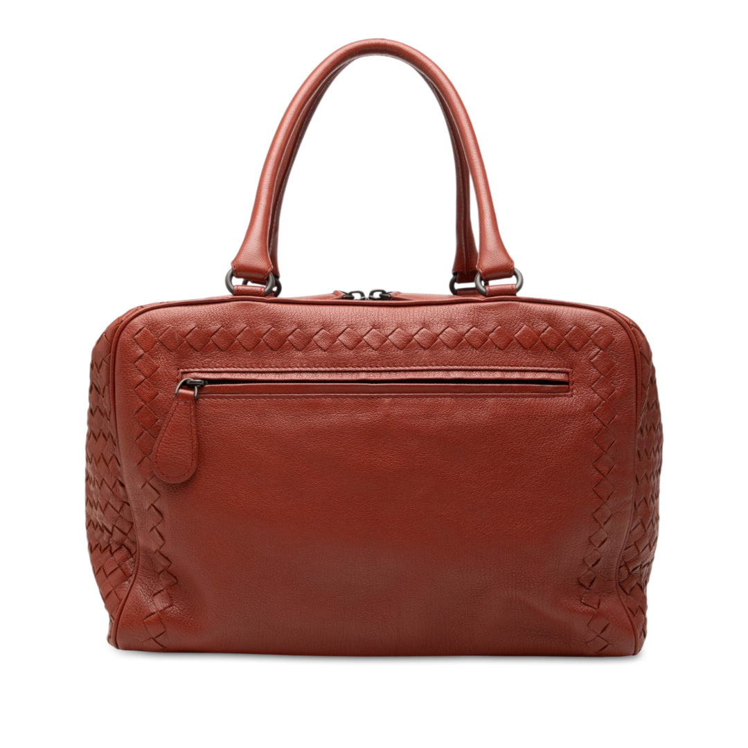 Bottega Veneta Intrecciato à finitions Madras Brera Sac Moyen Cuir de chèvre Marron – vue principale – GABY PARIS