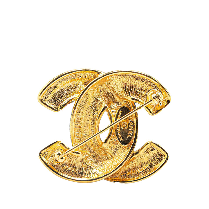 Gold Plated CC Quilted Brooch Gold - Gaby Paris