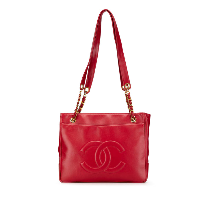 CC Lambskin Chain Tote Red - Gaby Paris