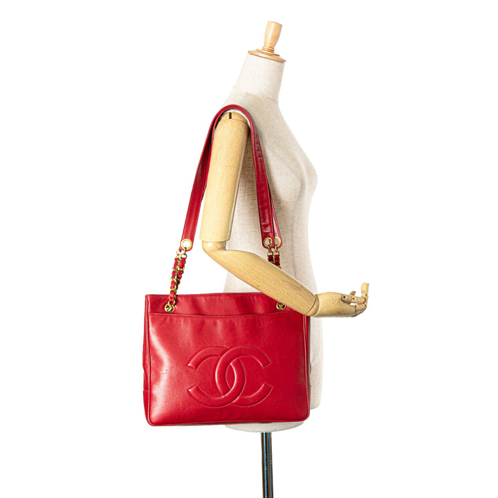 CC Lambskin Chain Tote Red - Gaby Paris