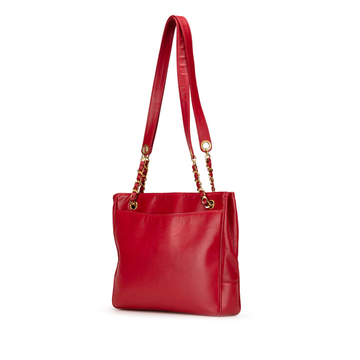 CC Lambskin Chain Tote Red - Gaby Paris