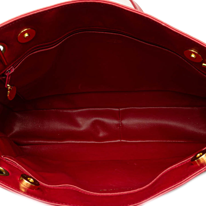 CC Lambskin Chain Tote Red - Gaby Paris