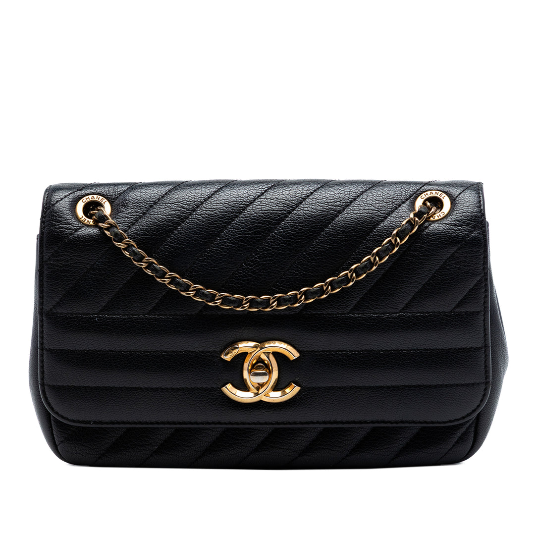 Chanel Small CC Diagonal Matelassé Cuir de chèvre à rabat