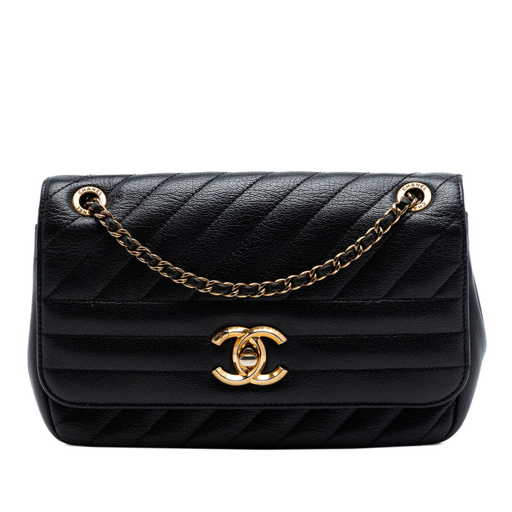 Chanel Small CC Diagonal Matelassé Cuir de chèvre à rabat