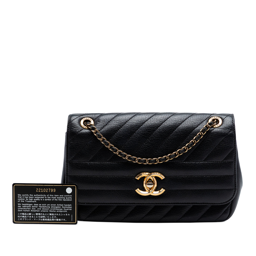 Chanel Small CC Diagonal Matelassé Cuir de chèvre à rabat