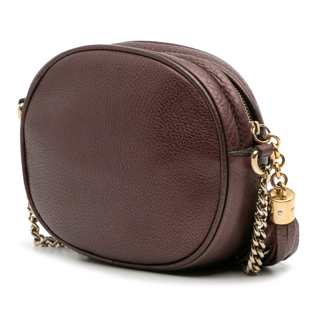 Gucci Mini Métallisé Pebbled Cuir de veau Soho Chain Sac porté croisé Violet – GABY PARIS Authentique