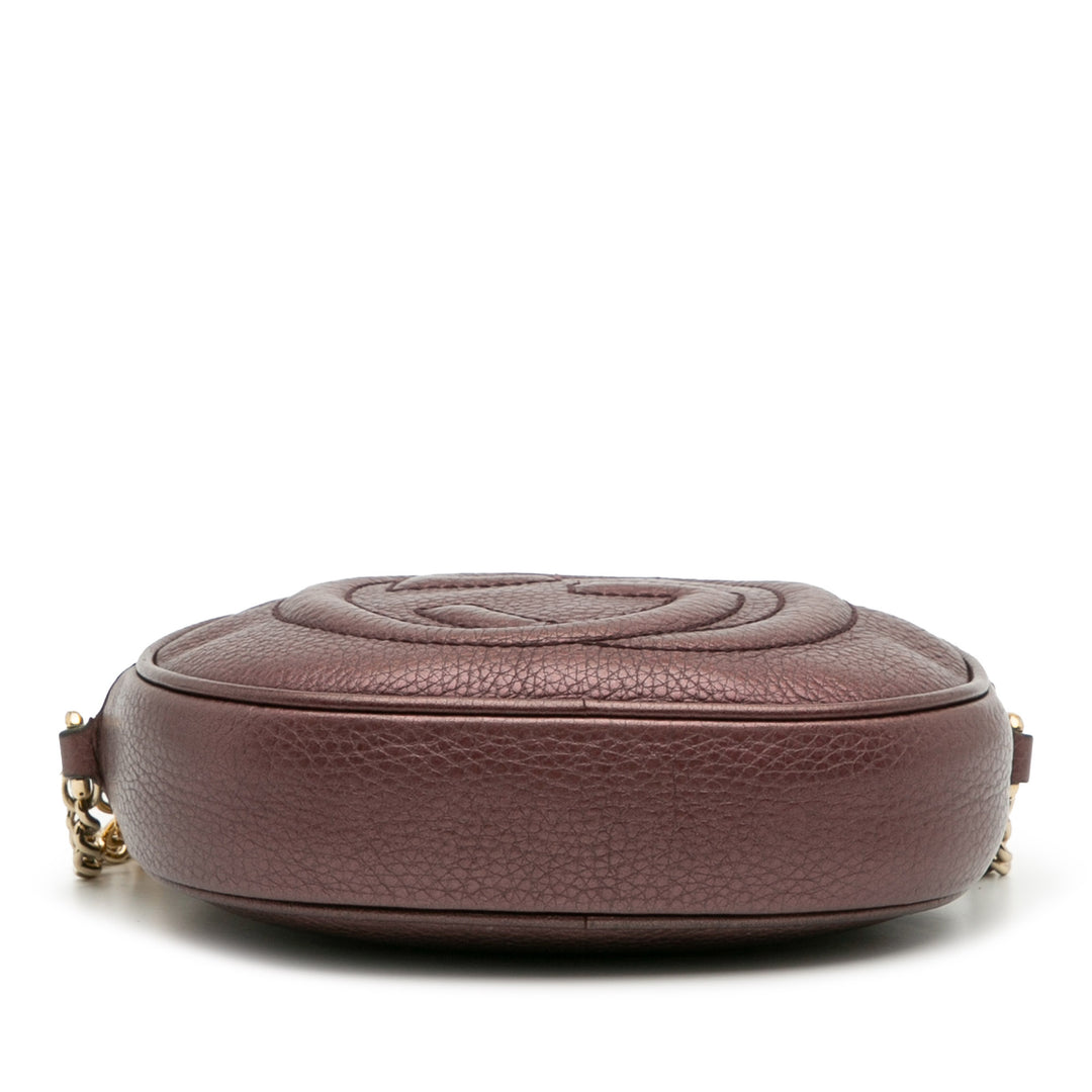 Gucci Mini Métallisé Pebbled Cuir de veau Soho Chain Sac porté croisé Violet – GABY PARIS Authentique