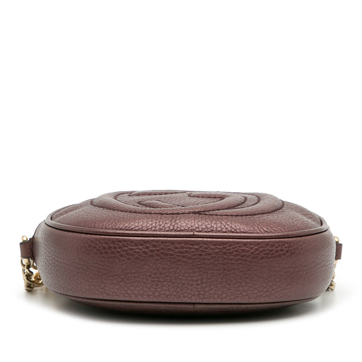 Gucci Mini Métallisé Pebbled Cuir de veau Soho Chain Sac porté croisé Violet – GABY PARIS Authentique