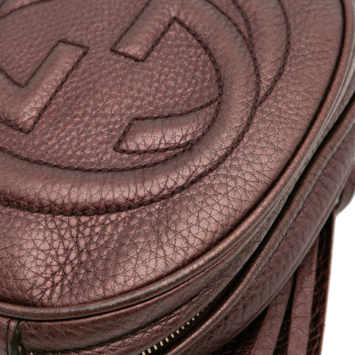 Gucci Mini Métallisé Pebbled Cuir de veau Soho Chain Sac porté croisé Violet – GABY PARIS Authentique