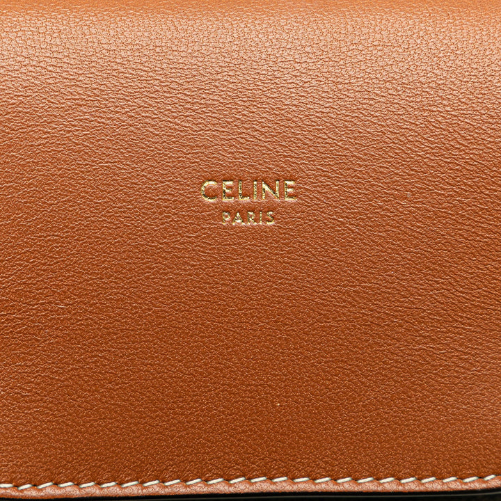 Celine Triomphe Coated Canvas and Lambskin Phone Pouch with Flap Brown - GABY PARIS