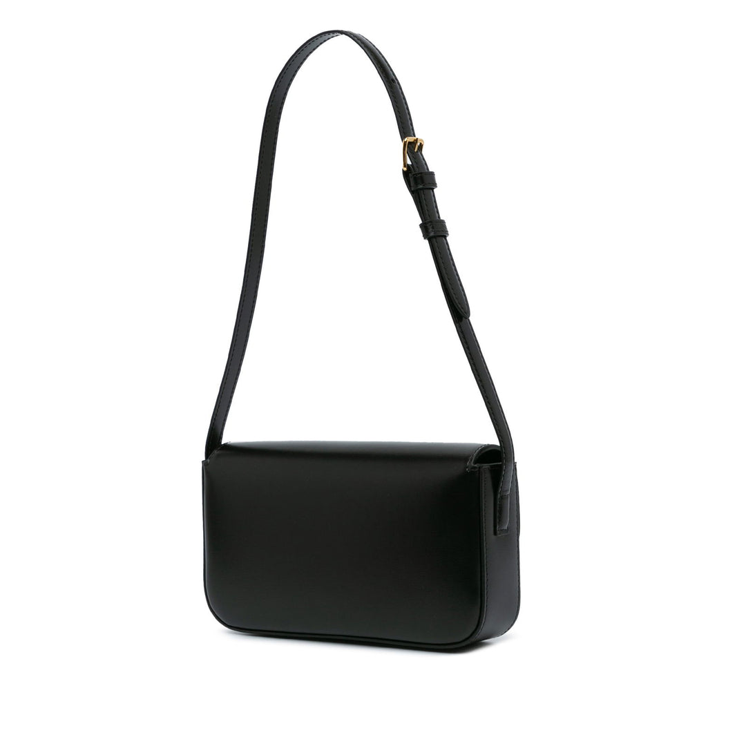 Celine Triomphe Leather Claude Shoulder Bag Black - GABY PARIS