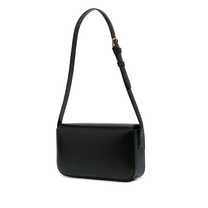 Celine Triomphe Leather Claude Shoulder Bag Black - GABY PARIS