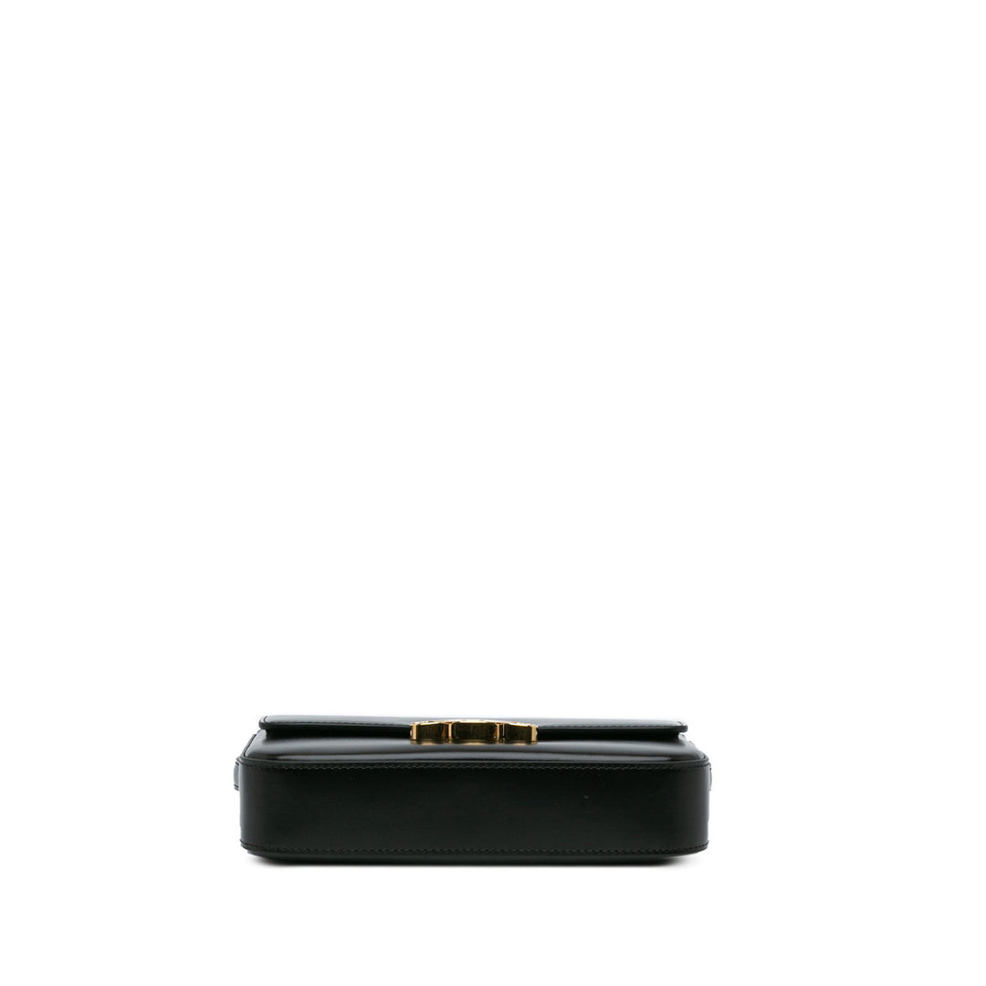 Celine Triomphe Leather Claude Shoulder Bag Black - GABY PARIS