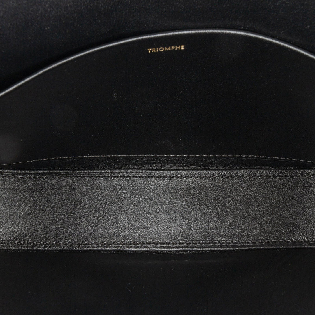 Celine Triomphe Leather Claude Shoulder Bag Black - GABY PARIS