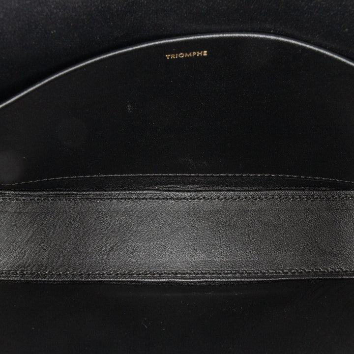 Celine Triomphe Leather Claude Shoulder Bag Black - GABY PARIS