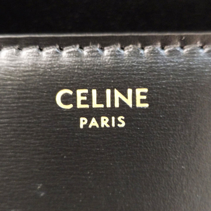 Celine Triomphe Leather Claude Shoulder Bag Black - GABY PARIS