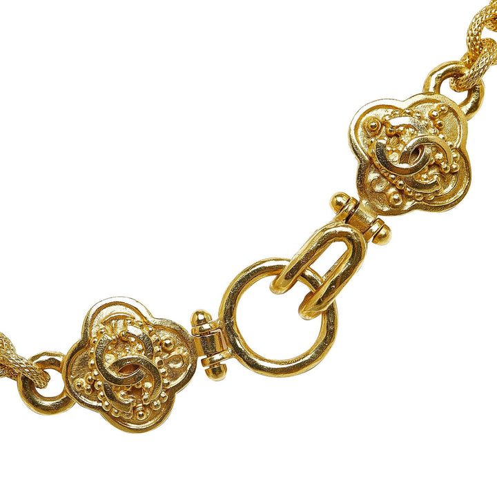 Chanel CC Clover Pendant Necklace Gold - GABY PARIS