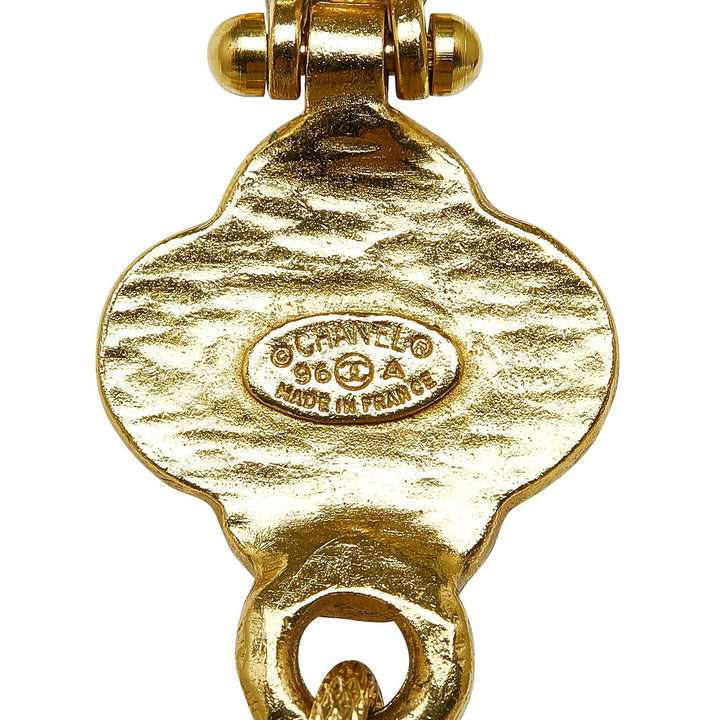 Chanel CC Clover Pendant Necklace Gold - GABY PARIS
