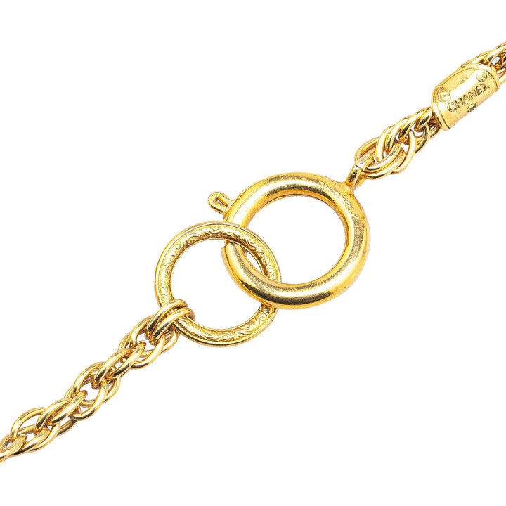 Chanel Gold Plated CC Rhinestones Pendant Necklace Gold - GABY PARIS