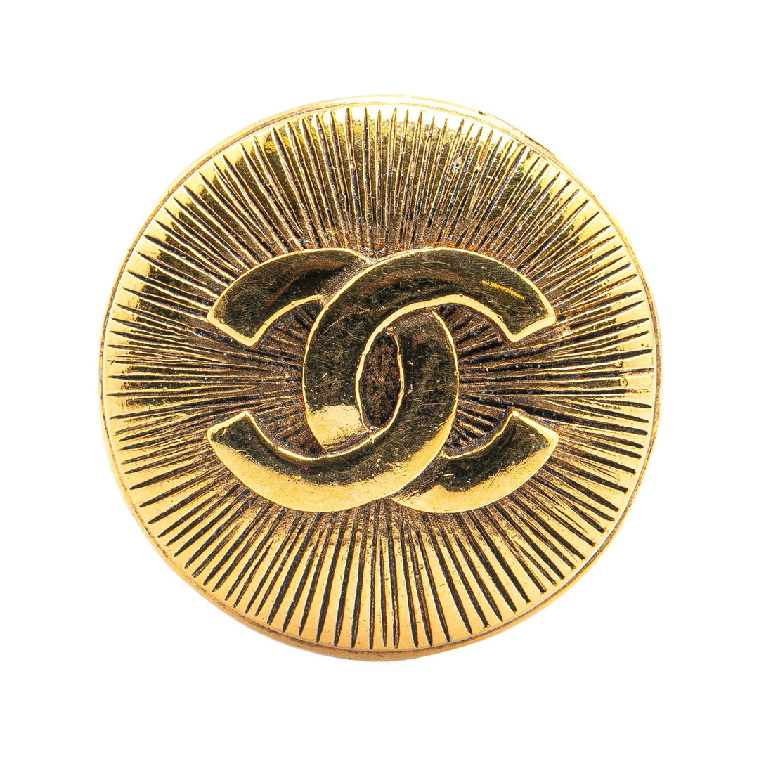 Chanel Gold Plated CC Round Brooch Gold - GABY PARIS