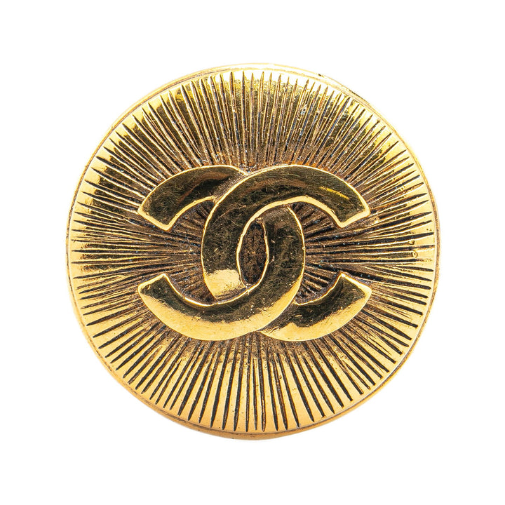 Chanel Gold Plated CC Round Brooch Gold - GABY PARIS