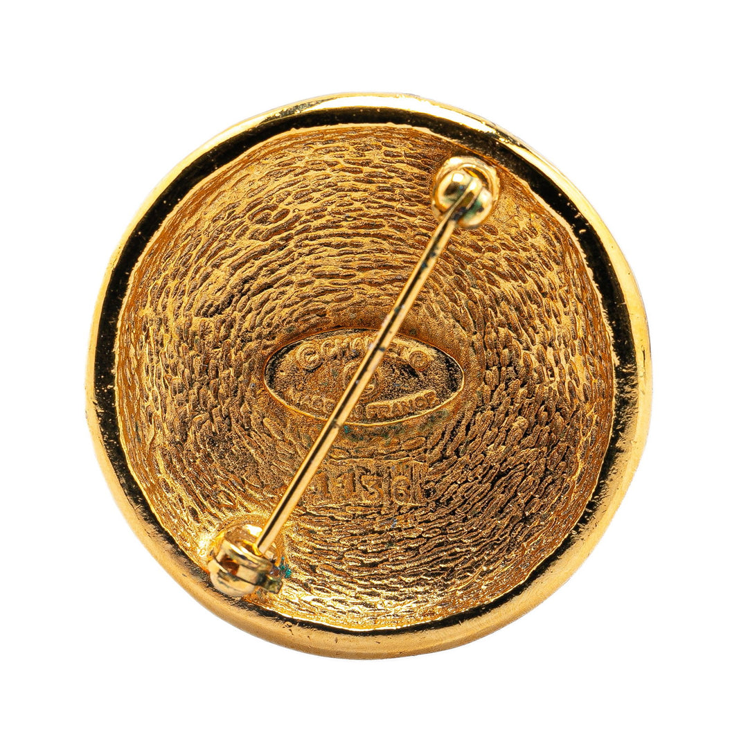 Chanel Gold Plated CC Round Brooch Gold - GABY PARIS